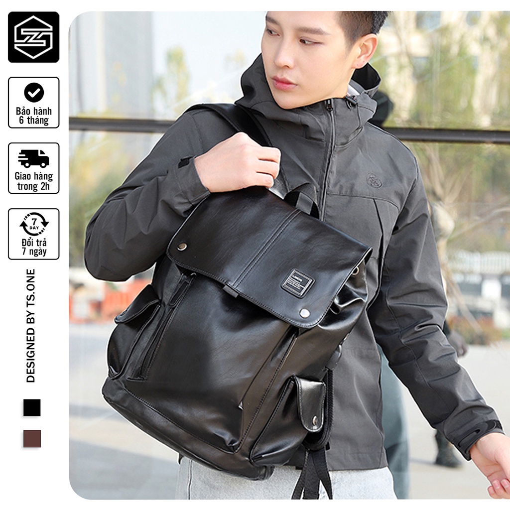 Balo da nam, Balo thời trang đi học unisex TS.ONE, size 30*40cm cao cấp BLD2