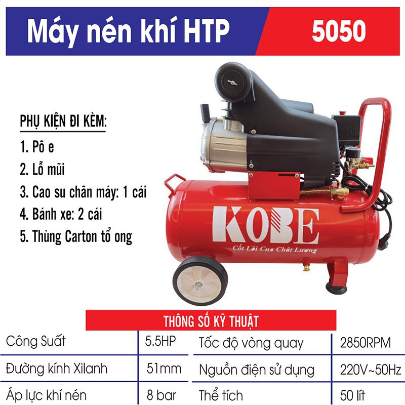 MÁY NÉN KHÍ KOBE HTP 5050 nhiều công dụng - Hàng Chính Hãng 100%