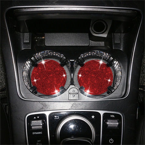 Đế Lót Ly Bằng Cao Su Chống Trượt Đính Đá Trang Trí Nội Thất Xe Hơi