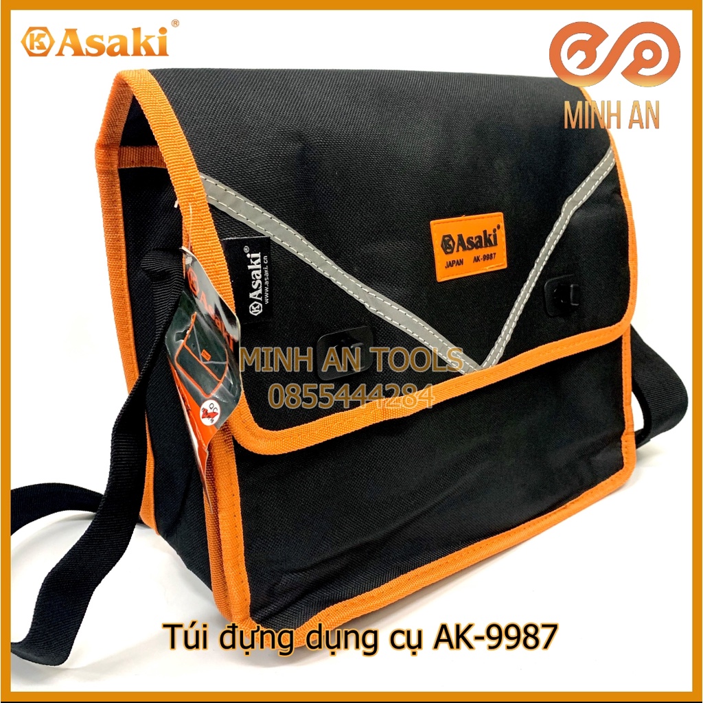 Túi đựng dụng cụ đồ nghề cao cấp ASAKI - túi đựng dụng cụ sửa chữa chuyên dụng, vải chống thấm, chống đâm thủng, đa năng