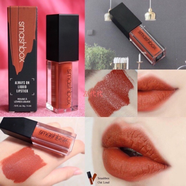 Son kem lì Smashbox Always On Liquid Lipstick màu Out Loud (cam đất) (4ml)(fullsize) - ITALY