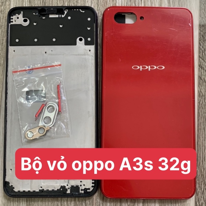 Bộ Vỏ điện thoại zin oppo A3s - 32g / sim trên (Khung xương, miếng lưng, phím bấm, kính camera)
