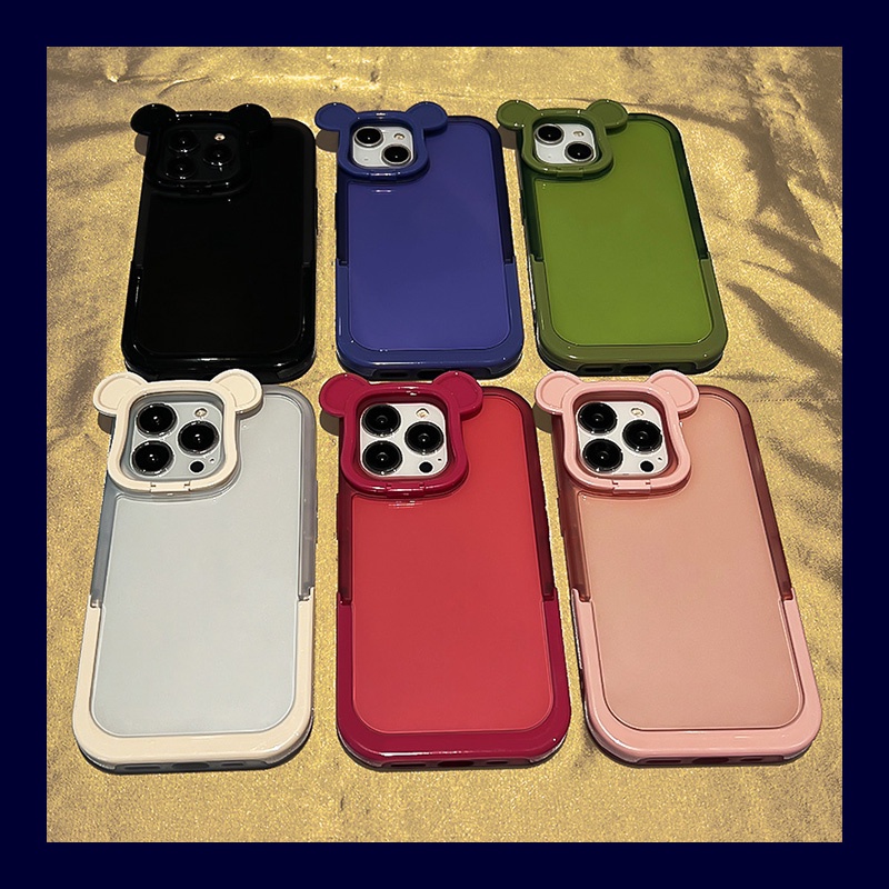 Ốp Điện Thoại Hình Gấu 3d Có Giá Đỡ Cho iPhone x xs max xr 11 pro max 12 pro max 13 pro max 14 plus 14 pro max