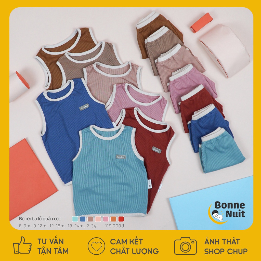 Bộ áo 3 lỗ quần cộc Cookie siêu mềm siêu mát ngày hè cho bé