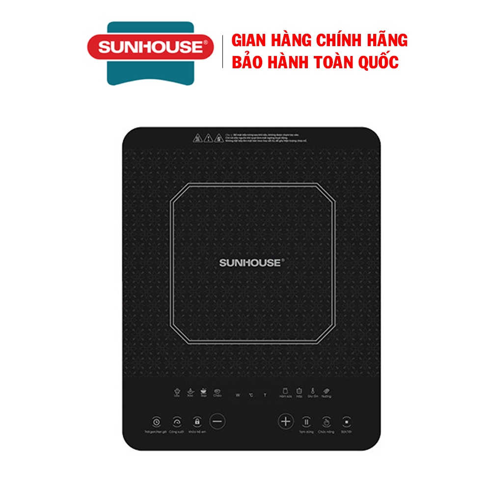 Bếp từ đơn Sunhouse SHD6802, Công suất 2000W, Mặt kính Ceramic siêu bền, Phím bấm cảm ứng, Bảo hành 12 tháng