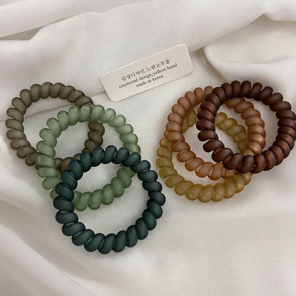 Dây buộc tóc co giãn màu nhám kiểu dây điện thoại dễ thương cho nữ