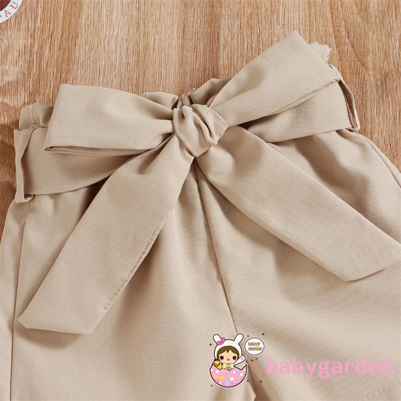 BABYGARDEN-6months-4years Baby Girls Clothes Set, Halterneck Oblique Shoulder Sleeveless Vest + Shorts + Waist Belt