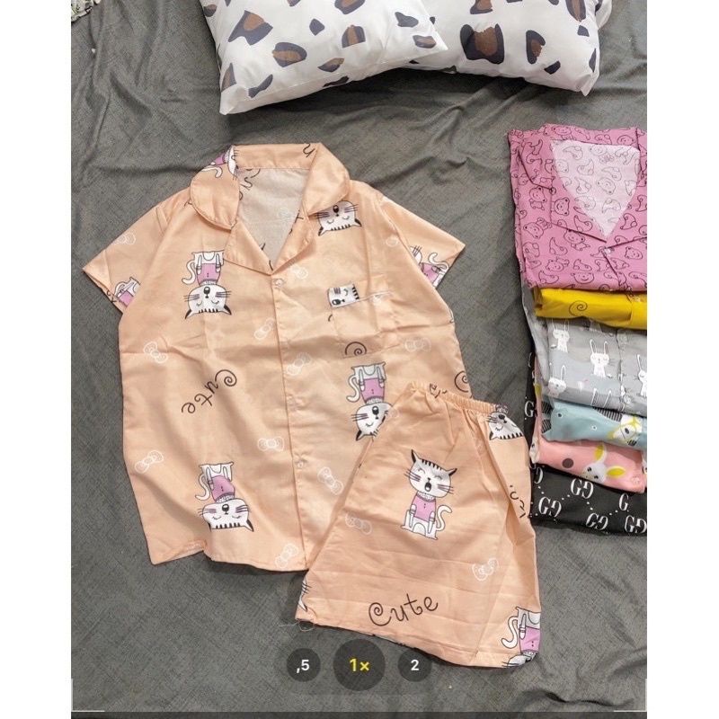 [Mã SKAMFSW175 giảm 10K đơn 50K] Bộ ngủ quần cộc áo cộc pijama kate thái cực hot hit bộ pyjama bộ pizama