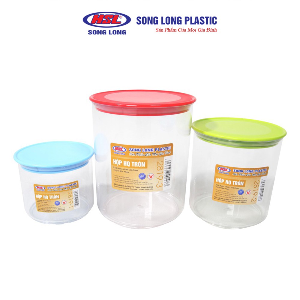 Bộ 3 hộp bảo quản thực phẩm nhựa có nắp Song Long Plastic 2819 cao cấp