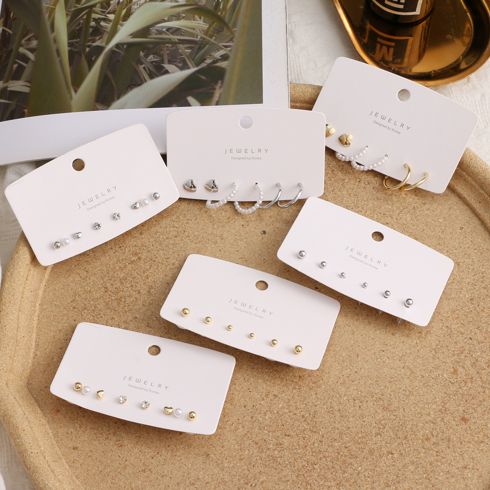 Set khuyên Tai Hình Tròn Trái Tim Phong Cách Hàn Quốc Thời Trang Nữ Đơn Giản
