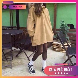 Áo hoodie form rộng tay dài phong cách Hàn Quốc mũ trùm đầu dễ thương_Ảnh thật