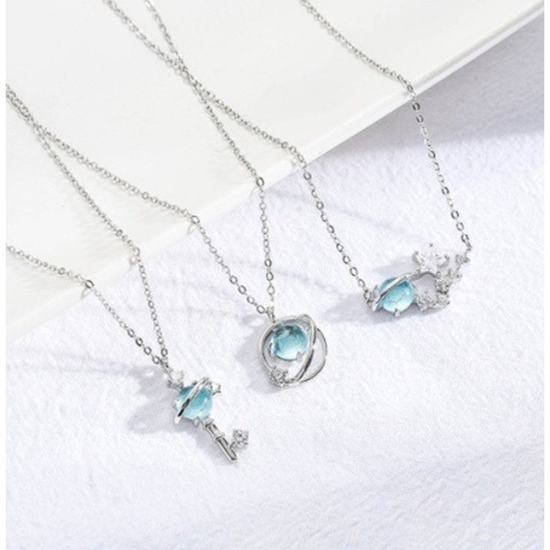 Vòng cổ Mặt Hình Hành Tinh Đính Đá Xanh Dương Thời Trang Thanh Lịch Đơn Giản Cho Nữ