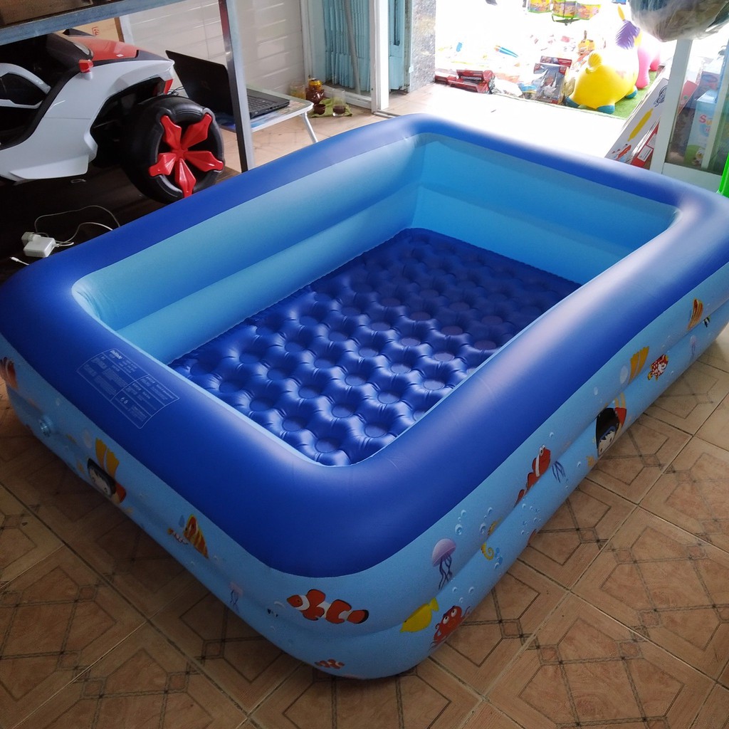 Bể bơi phao cho bé tập bơi trong nhà có đáy chống trượt đủ kích thước 1m1, 1m5, 1m8 và 2m1 [Tặng kèm keo vá]