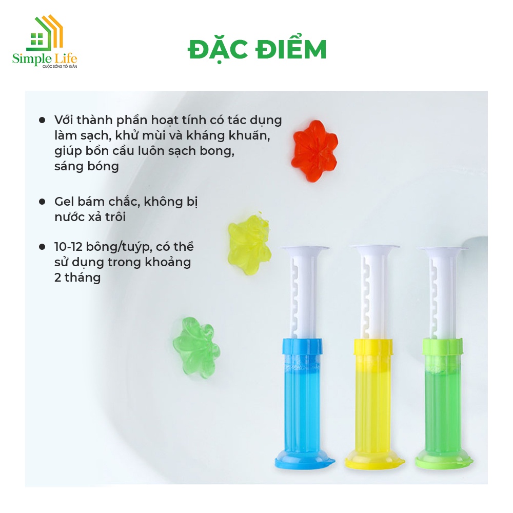 [Mã BMINC50 giảm 50K đơn 150K] Gel khử mùi bồn cầu bông hoa SIMPLE LIFE khử khuẩn sạch thơm phòng dịu nhẹ tiện dụng