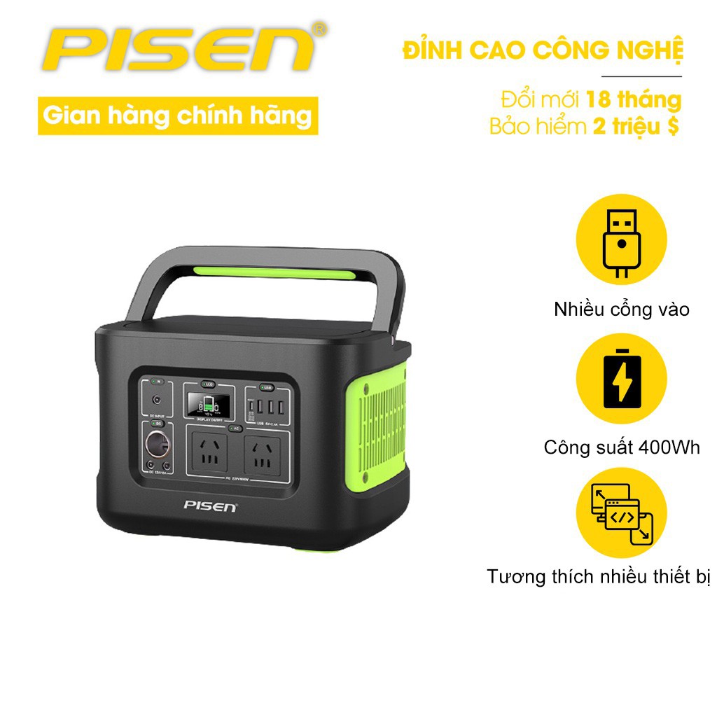 Trạm sạc dự phòng Pisen Power Station 400Wh - Hàng chính hãng