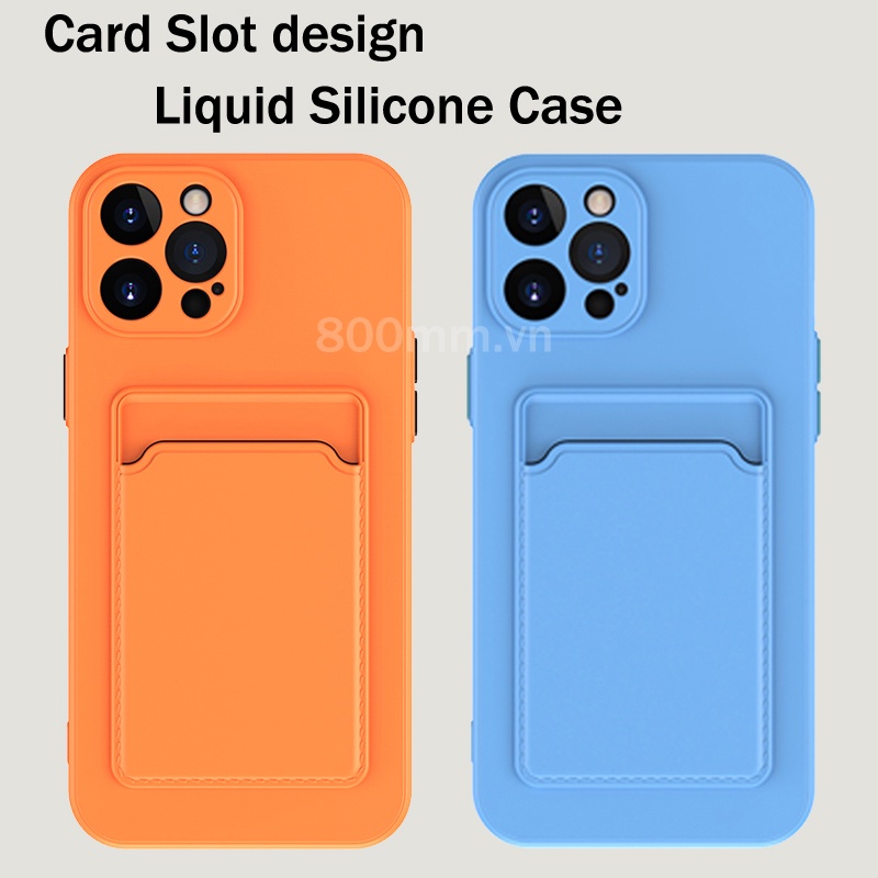Ốp điện thoại silicon bảo vệ có ngăn đựng thẻ thích hợp cho Iphone 13 Pro Max 13 11 12 Pro Max Mini Xr