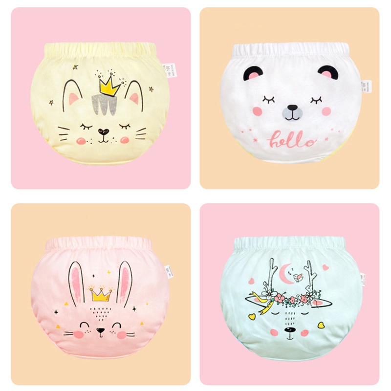 Quần Lót Cotton Mềm Mại Thoáng Khí In Họa Tiết Xinh Xắn Cho Bé Gái