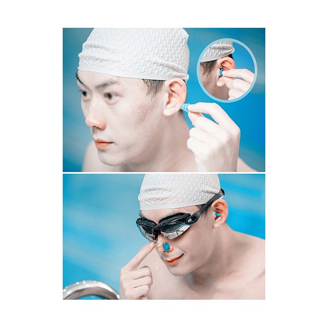 Bịt tai và kẹp mũi silicone chống nước khi bơi