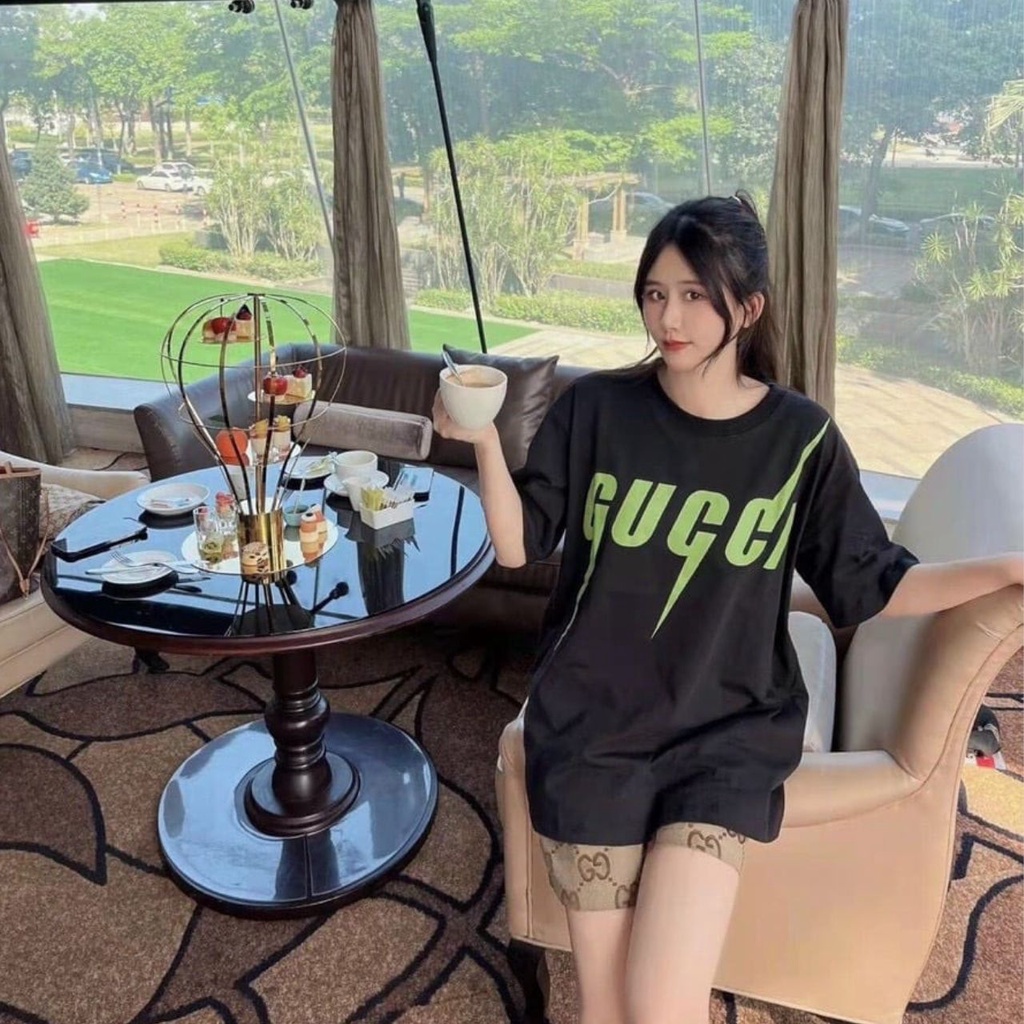 Áo Thun Tia Sét CHỮ Xanh,Áo Thun Cộc Tay Chất Liệu Cotton 100% In Chữ Tia Sét Xanh Dành Cho Cả Nam Và Nữ