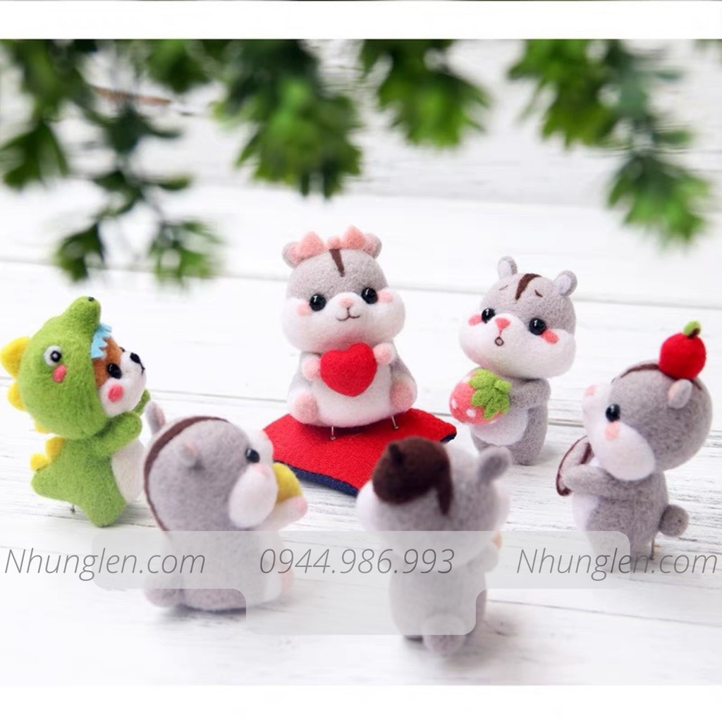 [Có hướng dẫn] Bộ len chọc Tiểu Đoàn Chuột Hamster dành cho người bắt đầu có hướng dẫn - Needle Felting Hamster