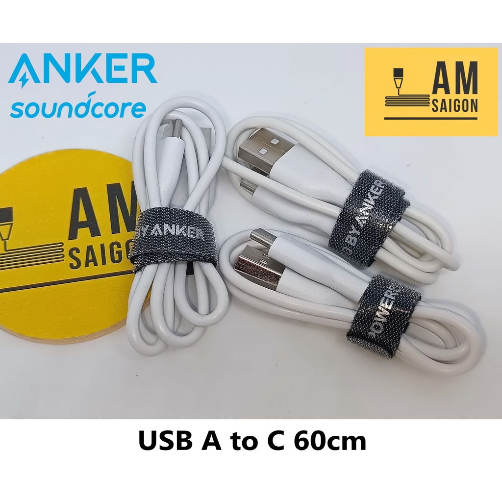 Cáp Sạc USB type C Anker Soundcore, Aukey A to C dài 30 60cm chính hãng hàng bóc loa blutooth new 100%