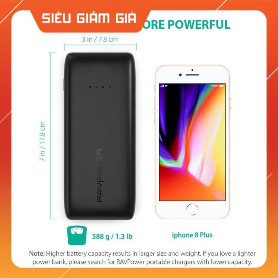 Pin sạc dự phòng RAVPOWER PB064 dung lượng 32000mAh- Thương hiệu USA - Hàng chính hãng