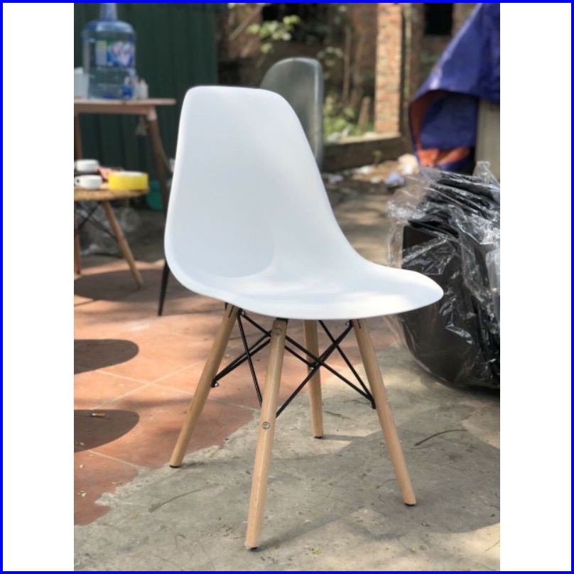 Ghế Làm Việc, Ghế Nhựa Uống Trà Chân Gỗ Đan EAMES