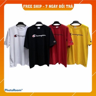 áo thun tay lỡ form rộng nam nữ champions full tag cotton