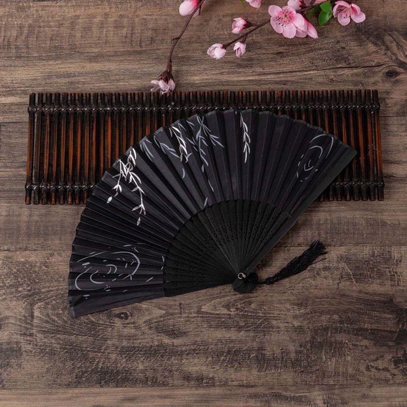 Tmdbyx Quạt Xếp Cầm Tay Bằng Lụa In Họa Tiết Hoa Phong Cách Retro Trung Quốc