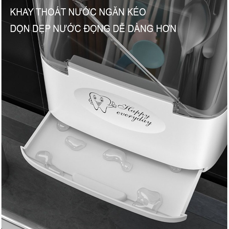 Kệ Đựng Đũa, Thìa, Dĩa Treo Tường Có Nắp Đậy Khử Trùng Bằng Tia UV K-8529