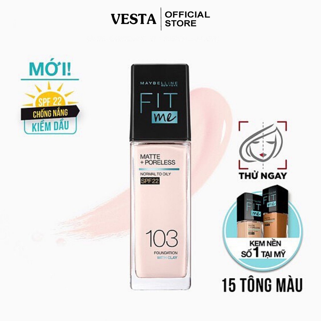 Kem Nền Mịn Nhẹ Kiềm Dầu Chống Nắng Fit Me Maybelline New York Matte SPF 22 30ml | BigBuy360 - bigbuy360.vn