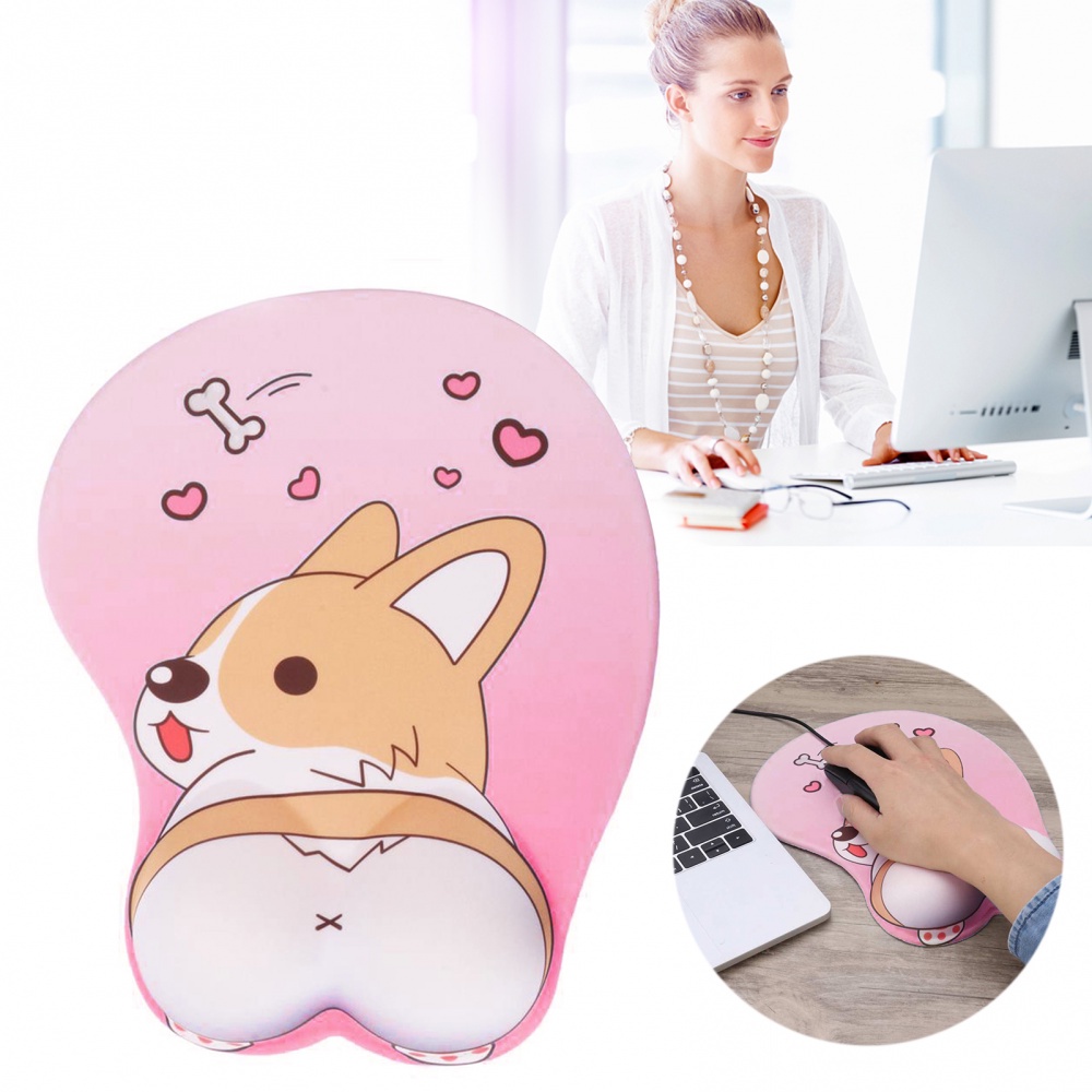Miếng Lót Chuột Bằng Silica Gel Chống Trượt Hình Chú Chó Corgi Dễ Thương