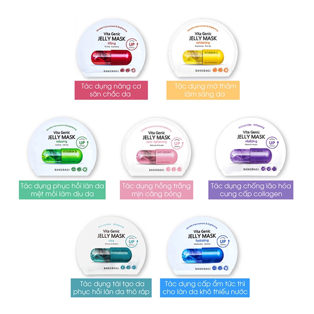 Mặt Nạ Giấy Banobagi Super Collagen Mask, Vita Genic Jelly, Stem Cell Cấp Ẩm Trắng Da Chống Lão Hoá 30ML - Wincy Mart