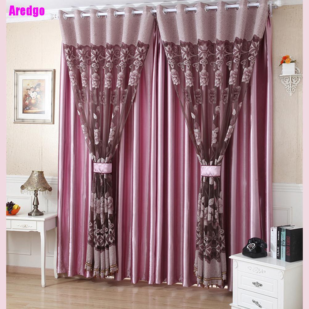 [Aredgo] 1 X Rèm Cửa Vải Voan In Họa Tiết Hoa Kèm Grommet