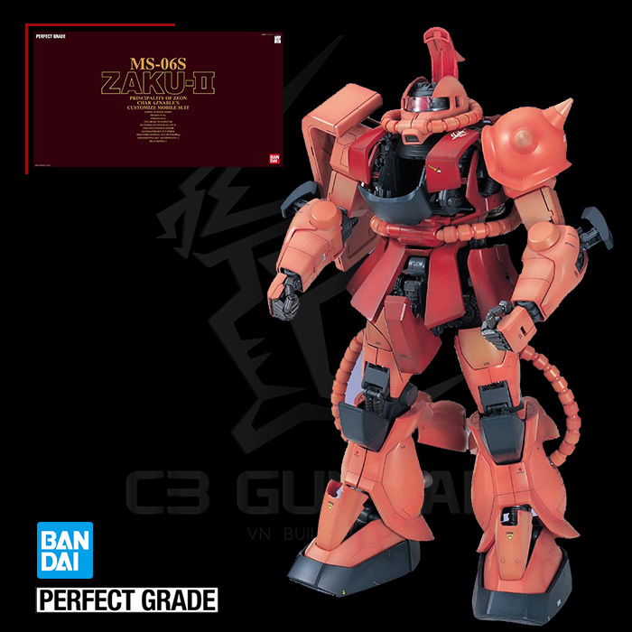 MÔ HÌNH LẮP RÁP GUNDAM BANDAI PG 1/60 MS-06S CHAR ZAKU II (RED) MÔ HÌNH GUNPLA NHẬT BẢN