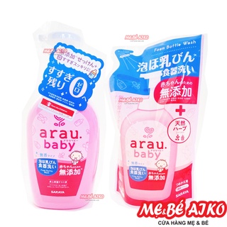 Combo nước rửa bình sữa thảo mộc arau baby bình 500ml và túi 450ml
