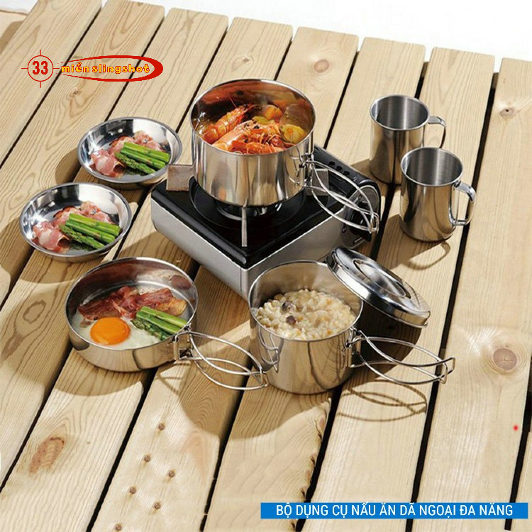 [Hot] Bộ nồi chảo cốc hiệu CAMEL 8 món cắm trại gọn nhẹ xuất nhật [DCp2]
