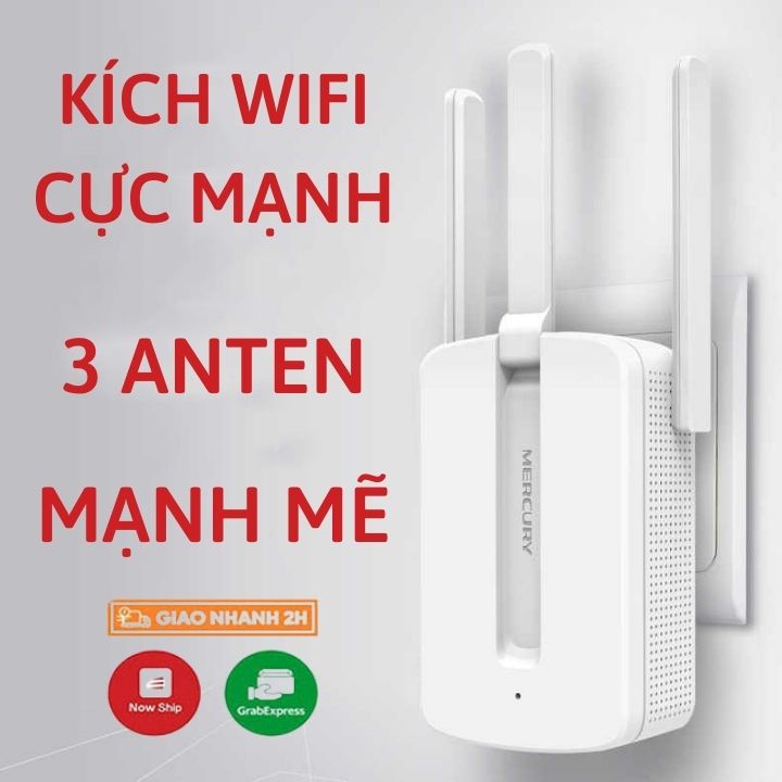 Cục thu phát wifi 3 râu Mercusys MW300RE kích sóng wifi cực mạnh - Hàng chính hãng