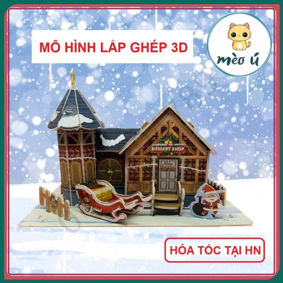 Đồ chơi xếp hình ngôi nhà giáng sinh vui vẻ 3D đáng yêu - Mã SP 666-14 - Mèo Ú Mart