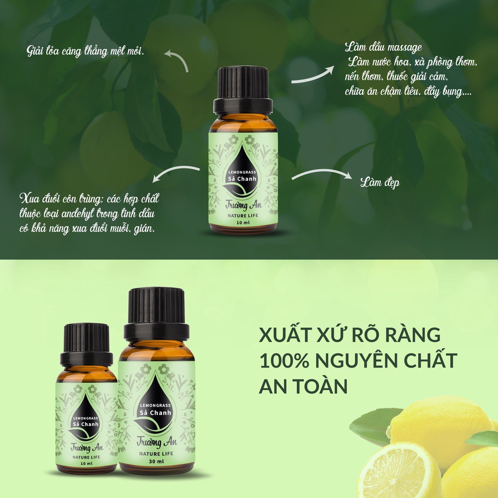 SL17-Tinh dầu Sả chanh Lemongrass, thiên nhiên nguyên chất, giúp thơm phòng, đuổi muỗi, thư giãn