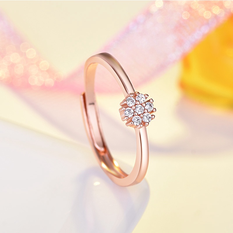 Nhẫn Hở Mạ Vàng Hồng 18K Đính Đá Zircon Có Thể Điều Chỉnh