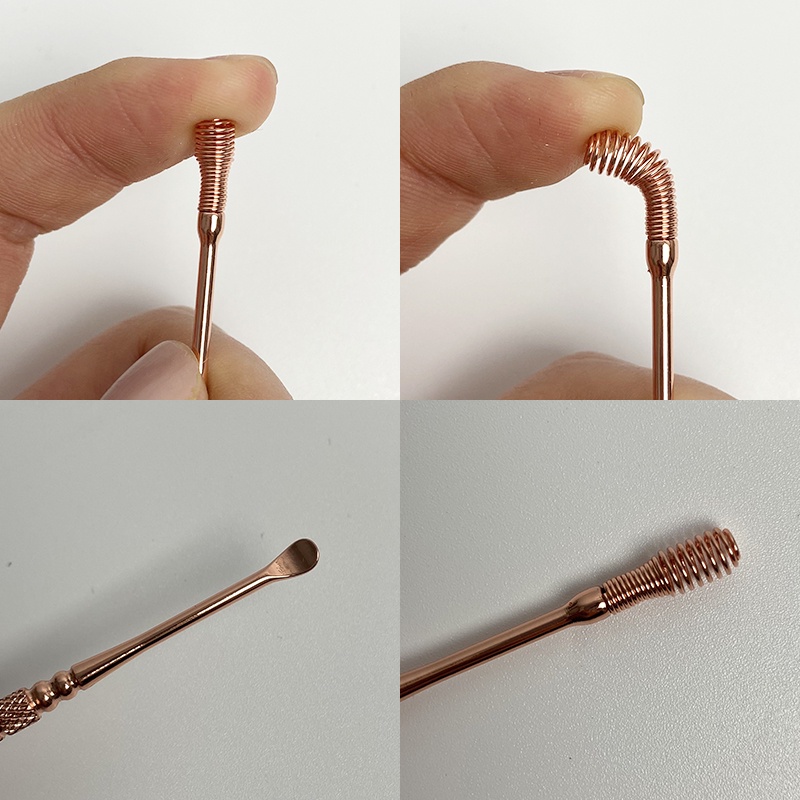 Set 2 Dụng Cụ Lấy Ráy Tai Hai Đầu Bằng Thép Không Gỉ Thiết Kế Dạng Xoắn Ốc Tiện Dụng