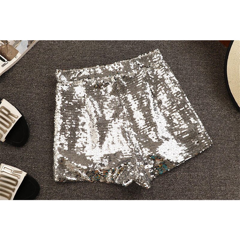 Quần Short Lưng Cao Đính Sequin Lấp Lánh Thời Trang Quyến Rũ Cho Nữ