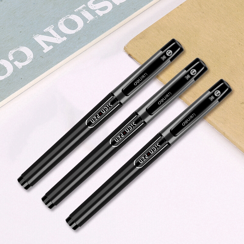 Bút Bi Gel Lăn Deli Mực Đen 1.0mm S73 Có Thể Thu Vào