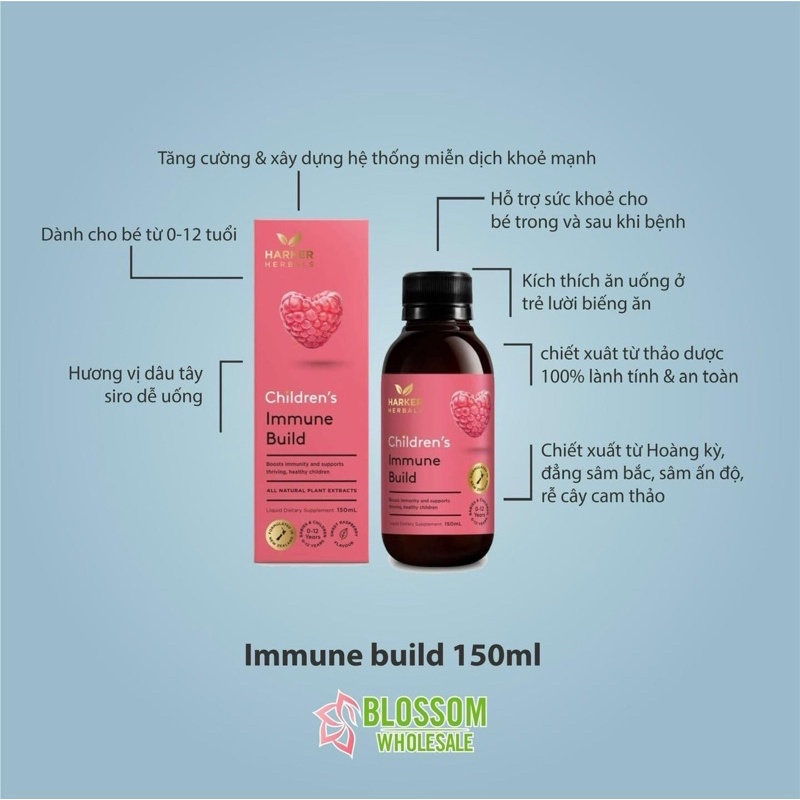 Siro Harker Immune Build Mochi Hồng cho bé 150ml
