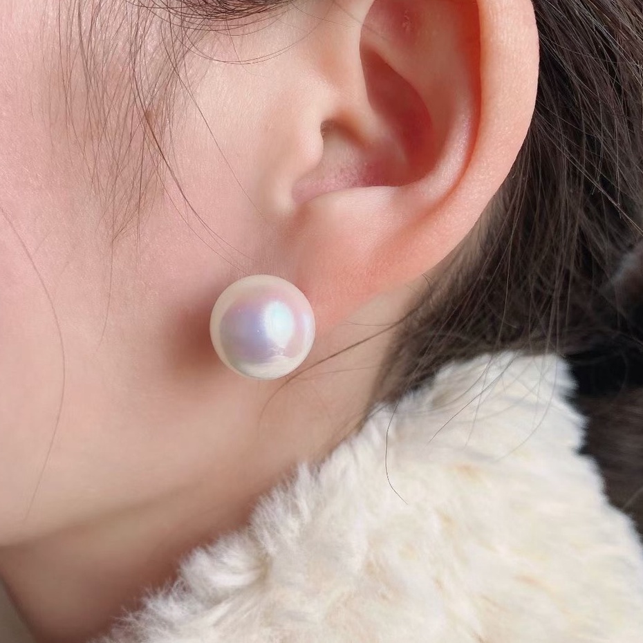 Bông tai nữ ngọc châu nhân tạo Ròm House chuôi bạc 925 kiểu Hàn Quốc phụ kiện trang sức thời trang đẹp - ms3913