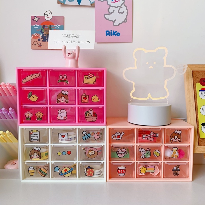 Kệ Tủ 9 Ngăn Mini Tặng Kèm Sticker