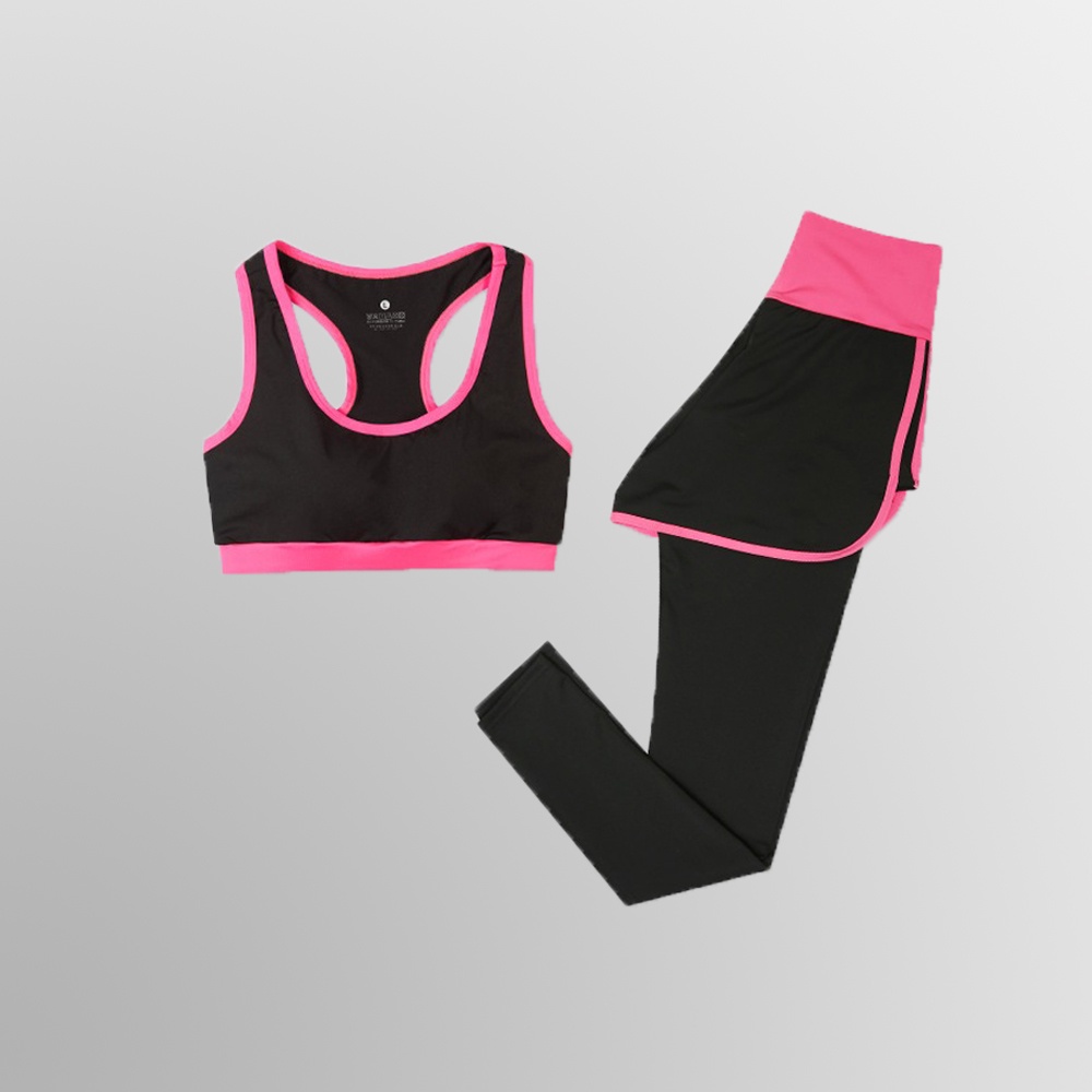 [Có Big Size 75kg] Set đồ tập Gym Yoga nữ 2 món, bộ đồ thể thao nữ áo bra và quần dài 2 lớp tặng kèm mút ngực
