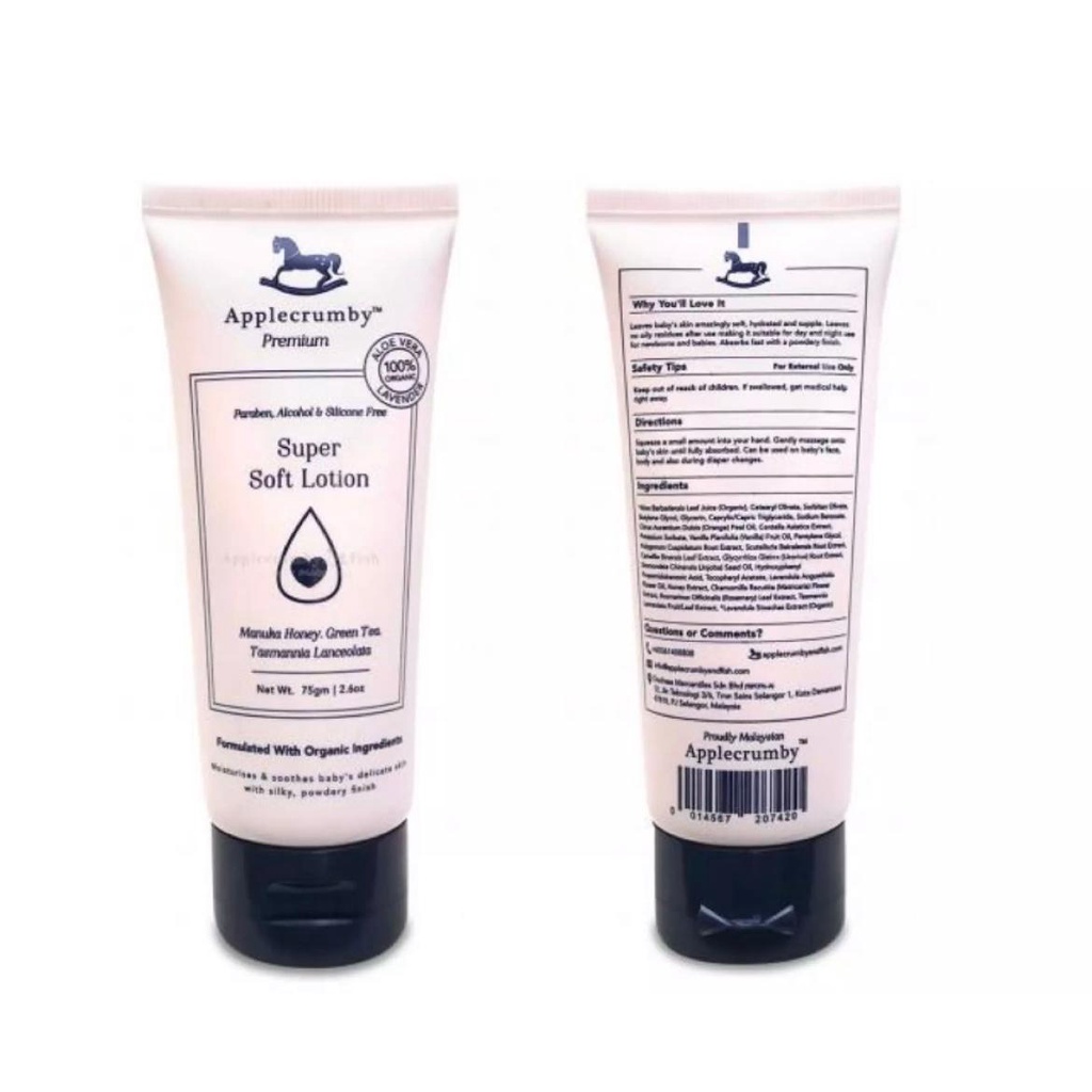 Kem dưỡng ẩm cho bé Applecrumby Super Soft Lotion chiết xuất lô hội, mật ong, trà xanh 75gm