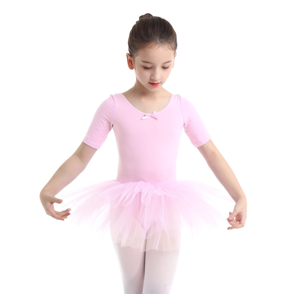 Đầm Múa ballet Tay Ngắn Chất Liệu cotton Cho Bé Gái Từ 2-10 Tuổi